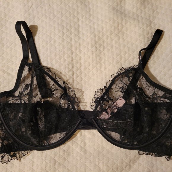 VS Very Sexy Unlined Floral Lace Black 36D Bra NWT - Picture 2 of 3